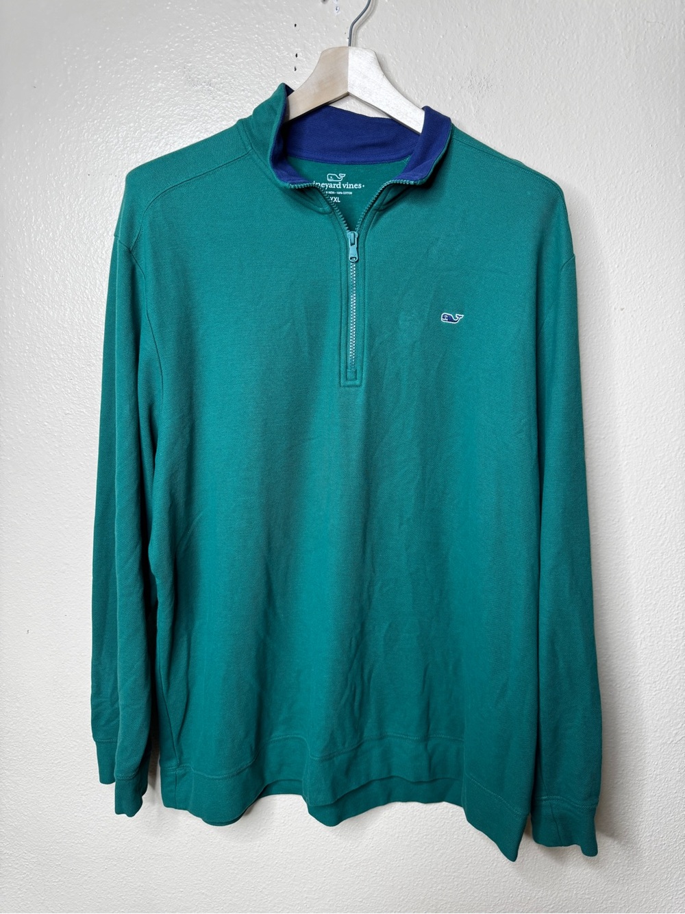 Vineyard Vines Sweater Men’s XXL Green Quarter Zip Pullover Cotton Logo